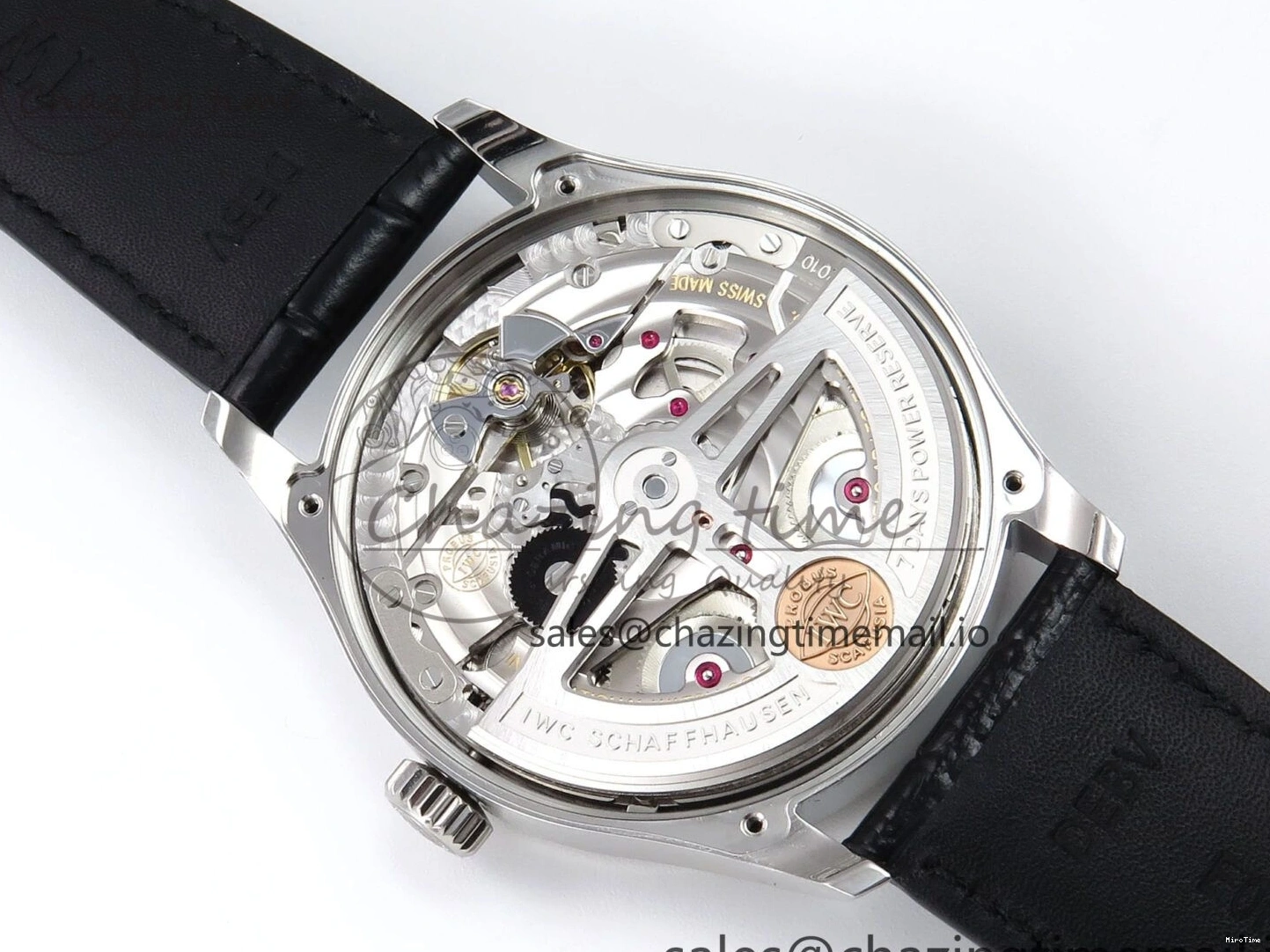 MIROTIME 0308 OnTrend Portugieser Automatic 42mm SS APSF 1:1 Best Edition White RG Dial on Black Leather Strap A 7010
